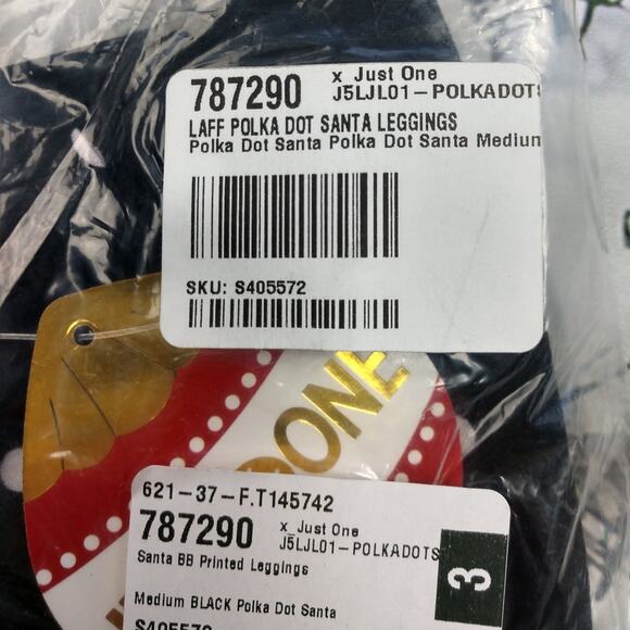 NWT Santa Black Polka Dot Leggings size Medium - Picture 6 of 6